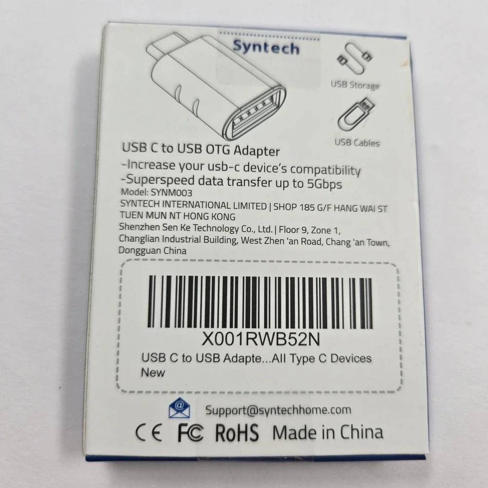 Syntech USB C to USB OTG Adapter Superspeed 5Gbps Model SYNM003 New